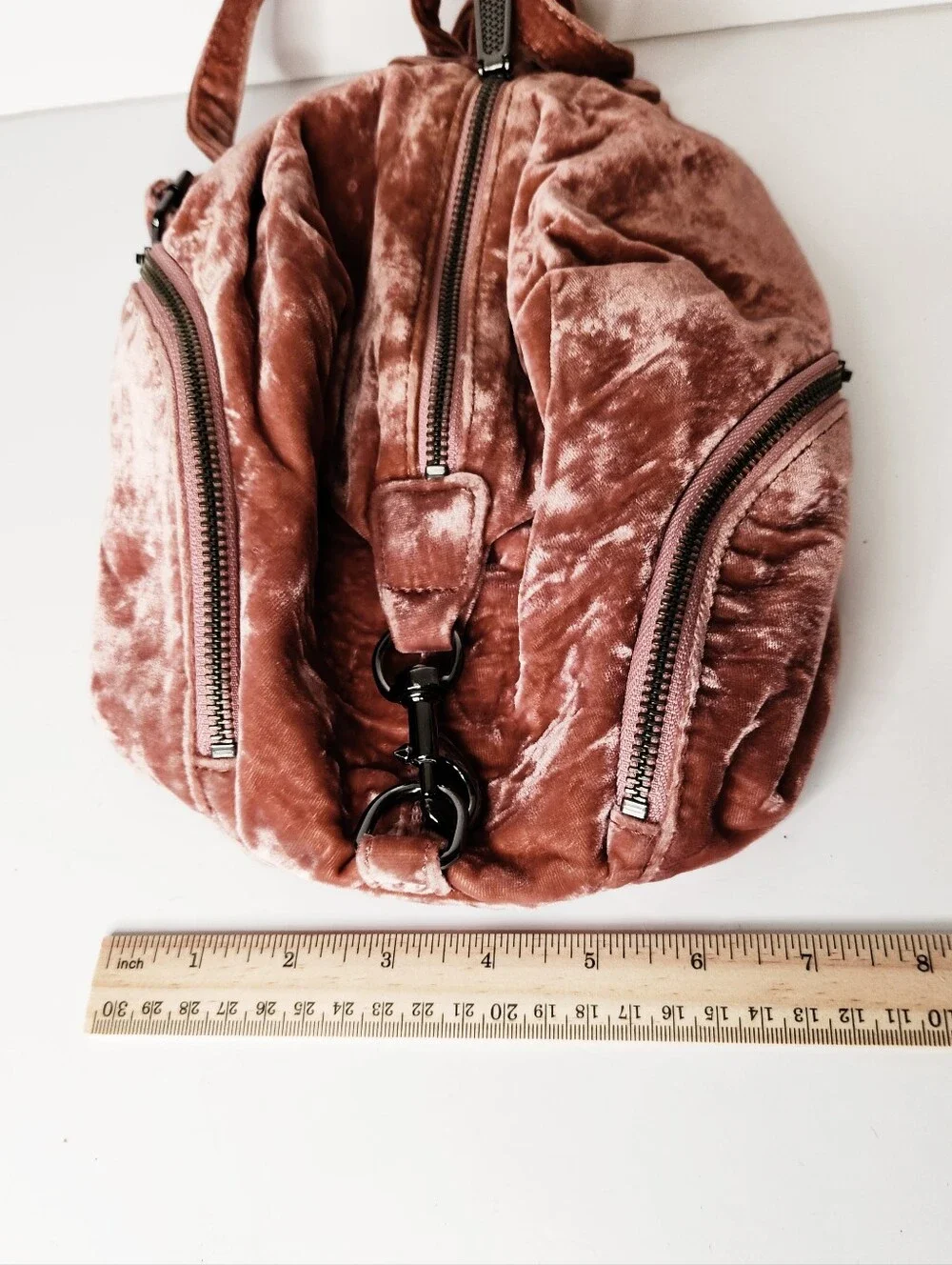 Rebecca Minkoff Julian Pink Crushed Velvet Backpack Purse Bag